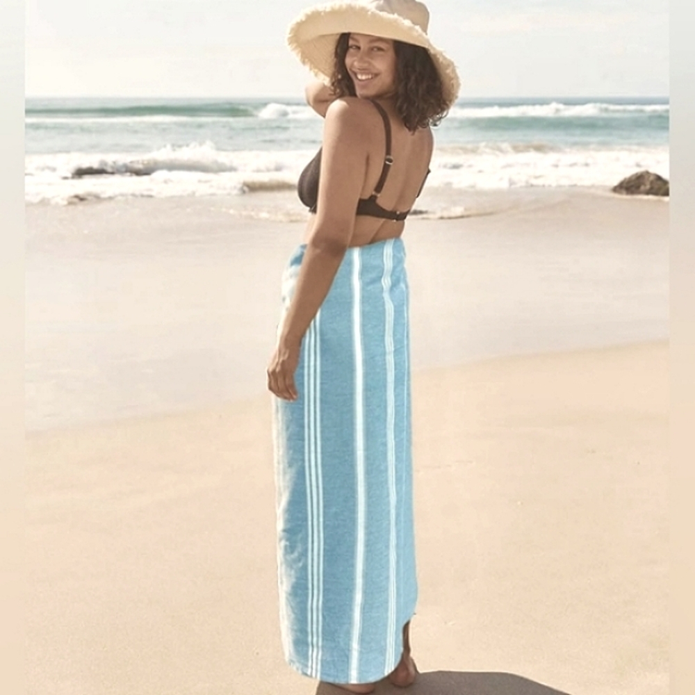 Turkish Cotton Peshtemal Turquoise Aqua Blue XL Beach Bath Vacation Pool Towel
